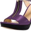 imageFSJ Women Peep Open Toe TStrap Front Zipper Chunky Stacked High Heel Sandal Booties Platform Pumps Shoes Size 415 USPurple