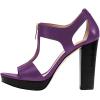 imageFSJ Women Peep Open Toe TStrap Front Zipper Chunky Stacked High Heel Sandal Booties Platform Pumps Shoes Size 415 USPurple