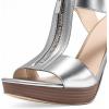 imageFSJ Women Peep Open Toe TStrap Front Zipper Chunky Stacked High Heel Sandal Booties Platform Pumps Shoes Size 415 USSilver