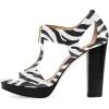 imageFSJ Women Peep Open Toe TStrap Front Zipper Chunky Stacked High Heel Sandal Booties Platform Pumps Shoes Size 415 USStripes