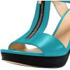 imageFSJ Women Peep Open Toe TStrap Front Zipper Chunky Stacked High Heel Sandal Booties Platform Pumps Shoes Size 415 USTurquoise