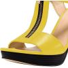 imageFSJ Women Peep Open Toe TStrap Front Zipper Chunky Stacked High Heel Sandal Booties Platform Pumps Shoes Size 415 USYellow