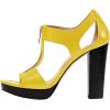 imageFSJ Women Peep Open Toe TStrap Front Zipper Chunky Stacked High Heel Sandal Booties Platform Pumps Shoes Size 415 USYellow