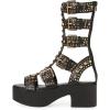 imageFSJ Women Platform Block Heel Gladiator Open Toe Buckle Strappy Sandals Studded Rhinestone Nightclub Party Dress Shoes Size 415 USBlack