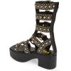 imageFSJ Women Platform Block Heel Gladiator Open Toe Buckle Strappy Sandals Studded Rhinestone Nightclub Party Dress Shoes Size 415 USBlack
