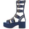 imageFSJ Women Platform Block Heel Gladiator Open Toe Buckle Strappy Sandals Studded Rhinestone Nightclub Party Dress Shoes Size 415 USBlue