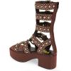 imageFSJ Women Platform Block Heel Gladiator Open Toe Buckle Strappy Sandals Studded Rhinestone Nightclub Party Dress Shoes Size 415 USBrown