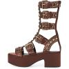 imageFSJ Women Platform Block Heel Gladiator Open Toe Buckle Strappy Sandals Studded Rhinestone Nightclub Party Dress Shoes Size 415 USBrown