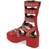 imageFSJ Women Platform Block Heel Gladiator Open Toe Buckle Strappy Sandals Studded Rhinestone Nightclub Party Dress Shoes Size 415 USRed
