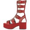 imageFSJ Women Platform Block Heel Gladiator Open Toe Buckle Strappy Sandals Studded Rhinestone Nightclub Party Dress Shoes Size 415 USRed