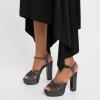 imageFSJ Women Platform Chunky Block High Heel Sandals Peep Toe Ankle Strap Party Evening Dress Pumps Shoes Size 415 USBlack Glitter