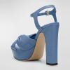 imageFSJ Women Platform Chunky Block High Heel Sandals Peep Toe Ankle Strap Party Evening Dress Pumps Shoes Size 415 USBlue Leather