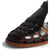 imageFSJ Women Retro Closed Toe Flats Sandals Low Block Heel Woven Roman Ankle Strap Hollow Caged Summer Fisherman Sandals Shoes Size 416 USBlack