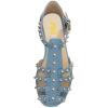 imageFSJ Women Retro Closed Toe Flats Sandals Low Block Heel Woven Roman Ankle Strap Hollow Caged Summer Fisherman Sandals Shoes Size 416 USBlue Studded