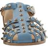 imageFSJ Women Retro Closed Toe Flats Sandals Low Block Heel Woven Roman Ankle Strap Hollow Caged Summer Fisherman Sandals Shoes Size 416 USBlue Studded