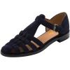 imageFSJ Women Retro Closed Toe Flats Sandals Low Block Heel Woven Roman Ankle Strap Hollow Caged Summer Fisherman Sandals Shoes Size 416 USBlue Suede