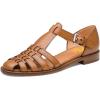 imageFSJ Women Retro Closed Toe Flats Sandals Low Block Heel Woven Roman Ankle Strap Hollow Caged Summer Fisherman Sandals Shoes Size 416 USCamel