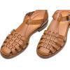 imageFSJ Women Retro Closed Toe Flats Sandals Low Block Heel Woven Roman Ankle Strap Hollow Caged Summer Fisherman Sandals Shoes Size 416 USCamel