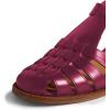 imageFSJ Women Retro Closed Toe Flats Sandals Low Block Heel Woven Roman Ankle Strap Hollow Caged Summer Fisherman Sandals Shoes Size 416 USFuchsia