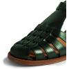 imageFSJ Women Retro Closed Toe Flats Sandals Low Block Heel Woven Roman Ankle Strap Hollow Caged Summer Fisherman Sandals Shoes Size 416 USGreen