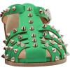 imageFSJ Women Retro Closed Toe Flats Sandals Low Block Heel Woven Roman Ankle Strap Hollow Caged Summer Fisherman Sandals Shoes Size 416 USGreen Studded