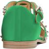 imageFSJ Women Retro Closed Toe Flats Sandals Low Block Heel Woven Roman Ankle Strap Hollow Caged Summer Fisherman Sandals Shoes Size 416 USGreen Studded