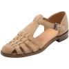 imageFSJ Women Retro Closed Toe Flats Sandals Low Block Heel Woven Roman Ankle Strap Hollow Caged Summer Fisherman Sandals Shoes Size 416 USKhaki Suede