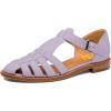 imageFSJ Women Retro Closed Toe Flats Sandals Low Block Heel Woven Roman Ankle Strap Hollow Caged Summer Fisherman Sandals Shoes Size 416 USLavender