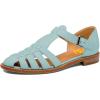 imageFSJ Women Retro Closed Toe Flats Sandals Low Block Heel Woven Roman Ankle Strap Hollow Caged Summer Fisherman Sandals Shoes Size 416 USLight Blue