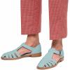 imageFSJ Women Retro Closed Toe Flats Sandals Low Block Heel Woven Roman Ankle Strap Hollow Caged Summer Fisherman Sandals Shoes Size 416 USLight Blue