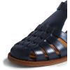 imageFSJ Women Retro Closed Toe Flats Sandals Low Block Heel Woven Roman Ankle Strap Hollow Caged Summer Fisherman Sandals Shoes Size 416 USNavy
