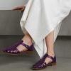 imageFSJ Women Retro Closed Toe Flats Sandals Low Block Heel Woven Roman Ankle Strap Hollow Caged Summer Fisherman Sandals Shoes Size 416 USPurple