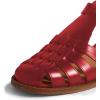 imageFSJ Women Retro Closed Toe Flats Sandals Low Block Heel Woven Roman Ankle Strap Hollow Caged Summer Fisherman Sandals Shoes Size 416 USRed