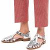 imageFSJ Women Retro Closed Toe Flats Sandals Low Block Heel Woven Roman Ankle Strap Hollow Caged Summer Fisherman Sandals Shoes Size 416 USSilver