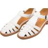 imageFSJ Women Retro Closed Toe Flats Sandals Low Block Heel Woven Roman Ankle Strap Hollow Caged Summer Fisherman Sandals Shoes Size 416 USWhite