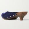 imageFSJ Women Retro Round Closed Toe Mules Wooden Kitten Heel Trendy Studded Slide Sandals Vintage Comfy Dressy Pumps Shoes Size 416 USBlue