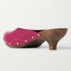 imageFSJ Women Retro Round Closed Toe Mules Wooden Kitten Heel Trendy Studded Slide Sandals Vintage Comfy Dressy Pumps Shoes Size 416 USFuchsia