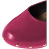 imageFSJ Women Retro Round Closed Toe Mules Wooden Kitten Heel Trendy Studded Slide Sandals Vintage Comfy Dressy Pumps Shoes Size 416 USFuchsia