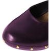 imageFSJ Women Retro Round Closed Toe Mules Wooden Kitten Heel Trendy Studded Slide Sandals Vintage Comfy Dressy Pumps Shoes Size 416 USPurple
