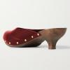 imageFSJ Women Retro Round Closed Toe Mules Wooden Kitten Heel Trendy Studded Slide Sandals Vintage Comfy Dressy Pumps Shoes Size 416 USRed