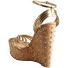 imageFSJ Women Rivet Studded Wedges Sandals Platform Cork High Heel Peep Toe Ankle Strap Buckle Sexy Strappy Party Shoes Size 416 USGold