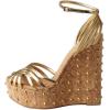 imageFSJ Women Rivet Studded Wedges Sandals Platform Cork High Heel Peep Toe Ankle Strap Buckle Sexy Strappy Party Shoes Size 416 USGold