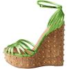 imageFSJ Women Rivet Studded Wedges Sandals Platform Cork High Heel Peep Toe Ankle Strap Buckle Sexy Strappy Party Shoes Size 416 USGreen
