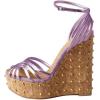 imageFSJ Women Rivet Studded Wedges Sandals Platform Cork High Heel Peep Toe Ankle Strap Buckle Sexy Strappy Party Shoes Size 416 USPurple