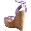 imageFSJ Women Rivet Studded Wedges Sandals Platform Cork High Heel Peep Toe Ankle Strap Buckle Sexy Strappy Party Shoes Size 416 USPurple