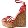 imageFSJ Women Rivet Studded Wedges Sandals Platform Cork High Heel Peep Toe Ankle Strap Buckle Sexy Strappy Party Shoes Size 416 USRed