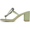 imageFSJ Women Square Open Toe Heeled Sandals Chunky Block Heel Flip Flops Slip On Gold Detail Thong Sandals Comfy Summer Fashion Slides Size 416 USPale Green