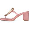 imageFSJ Women Square Open Toe Heeled Sandals Chunky Block Heel Flip Flops Slip On Gold Detail Thong Sandals Comfy Summer Fashion Slides Size 416 USPink