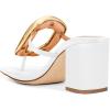 imageFSJ Women Square Open Toe Heeled Sandals Chunky Block Heel Flip Flops Slip On Gold Detail Thong Sandals Comfy Summer Fashion Slides Size 416 USWhite