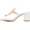 imageFSJ Women Square Open Toe Heeled Sandals Chunky Block Heel Flip Flops Slip On Gold Detail Thong Sandals Comfy Summer Fashion Slides Size 416 USWhite